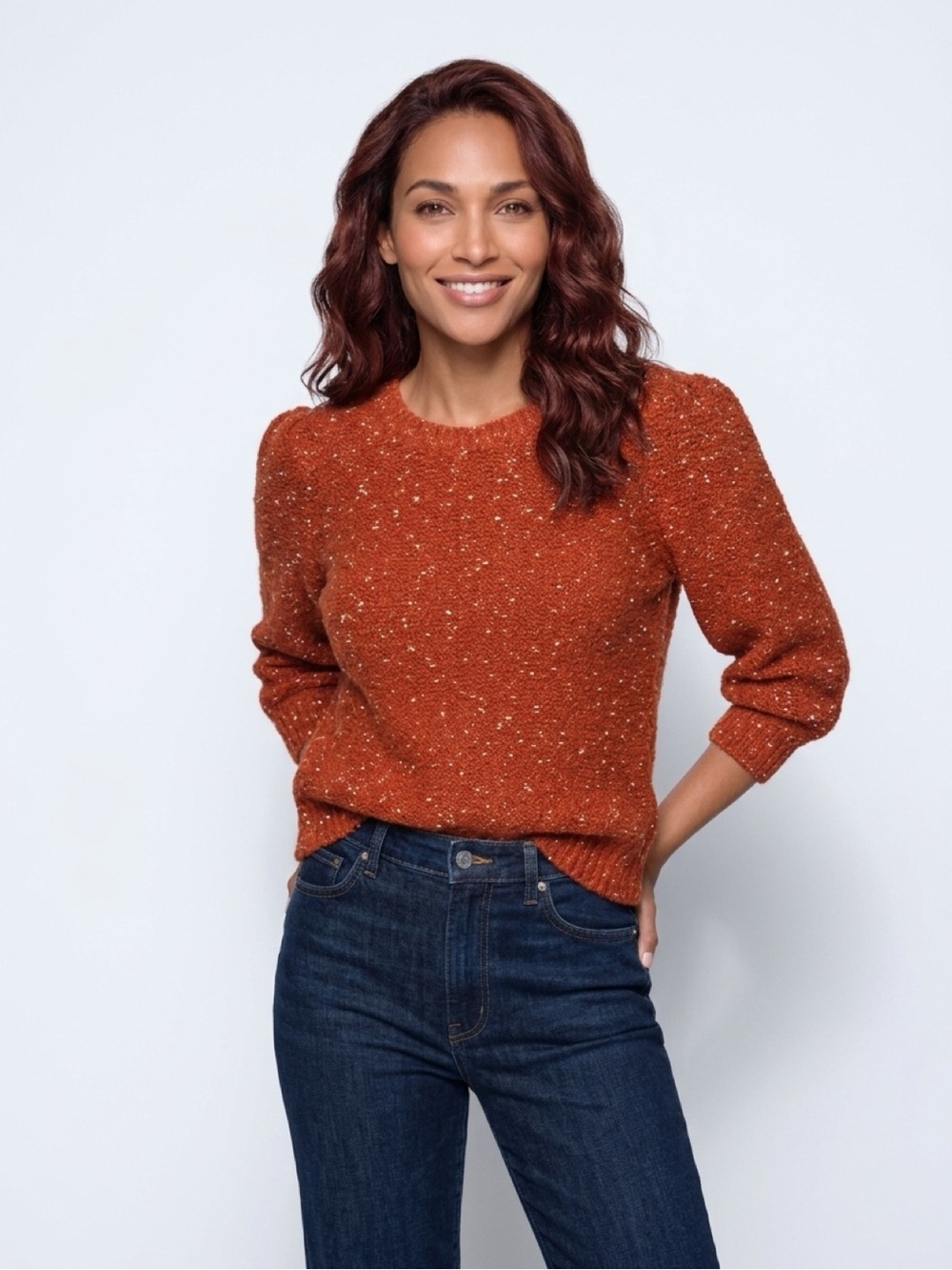 Calvin Klein Jeans Rust Orange Speckled Knit Sweater Size M